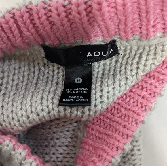 Aqua Pullover Sweater Pink Grey Color Block - Picture 3 of 7